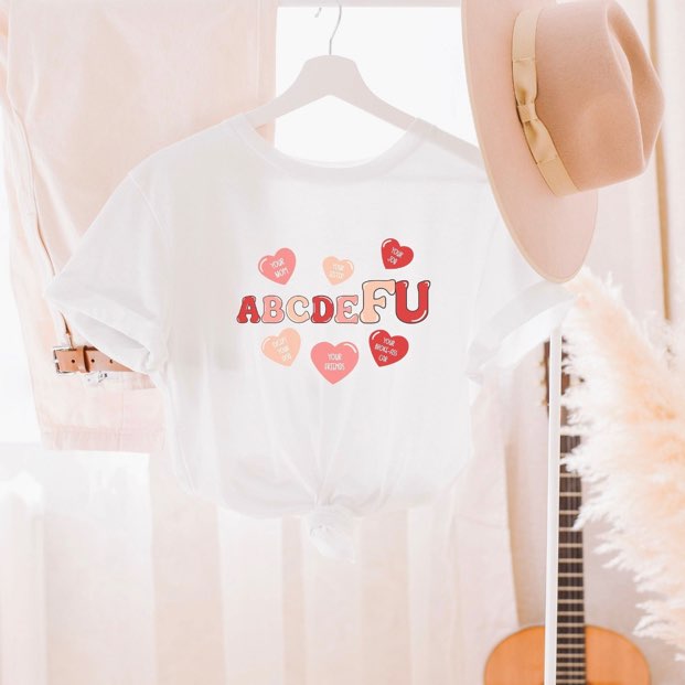 abcdeFU w/ 6 Red & Pink Hearts - Tee