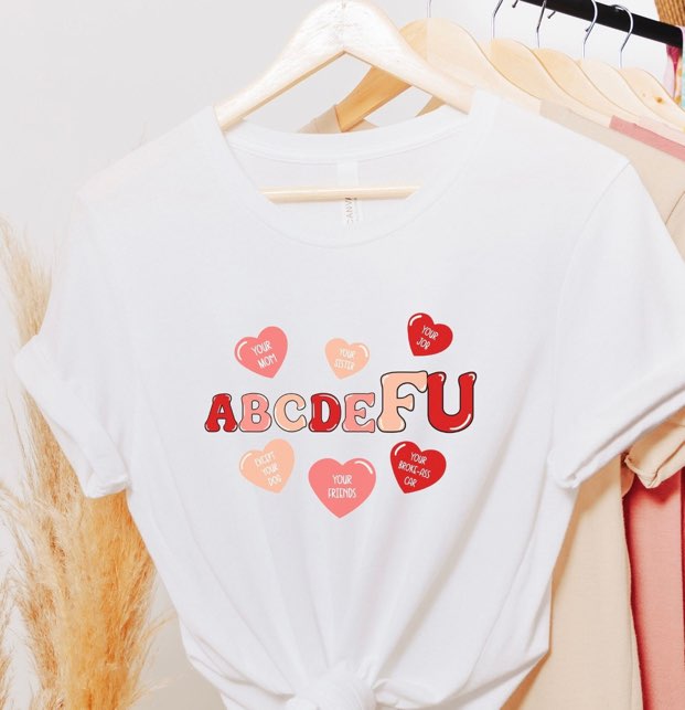 abcdeFU w/ 6 Red & Pink Hearts - Tee